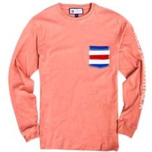 KIEL JAMES PATRICK Sailing Shirt Coral Tee w Patch & Printed Long Sleeve T-shirt
